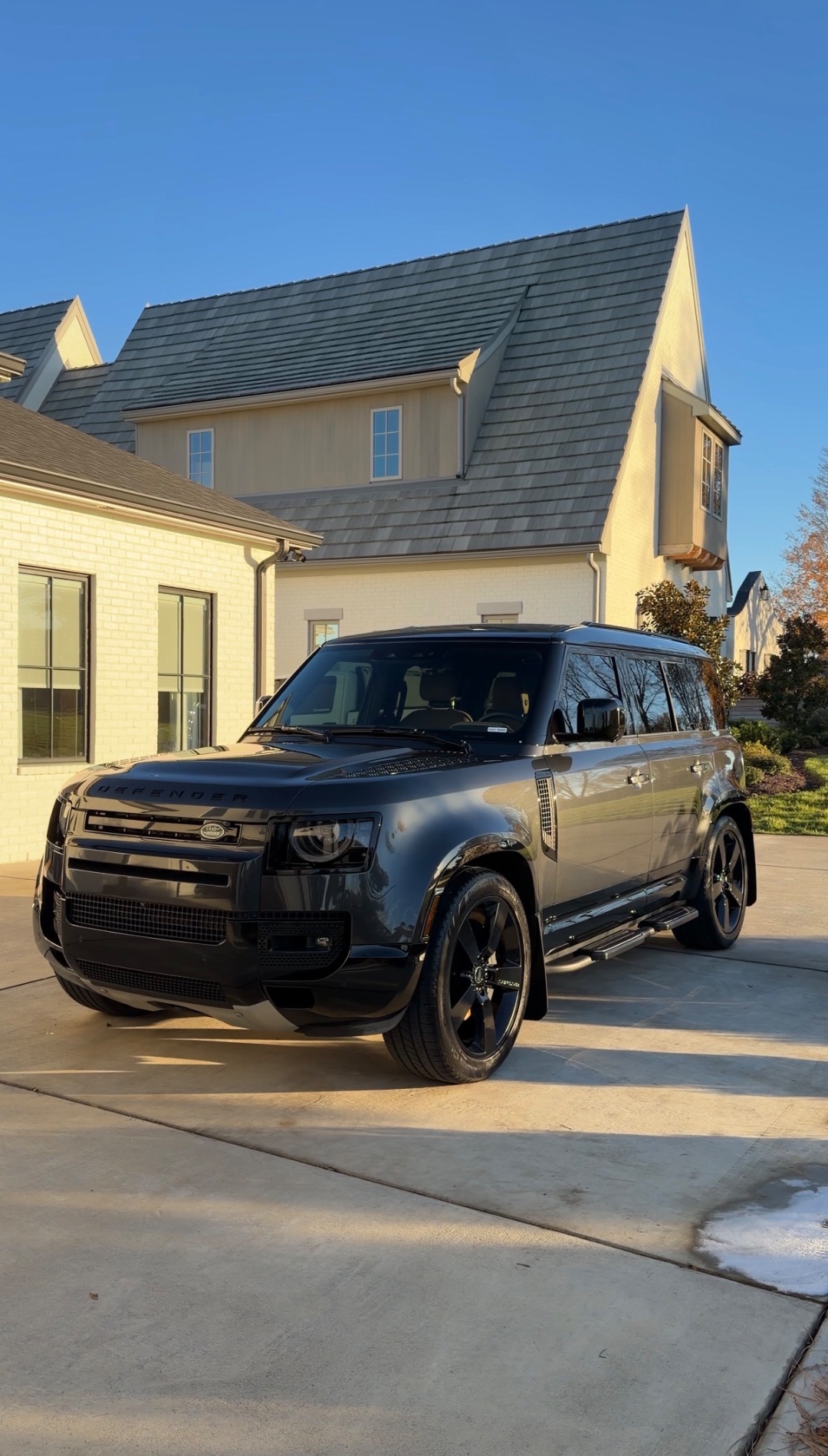 Land Rover Defender 130 freshly detailed at golden hour — Hitchcock Detailing