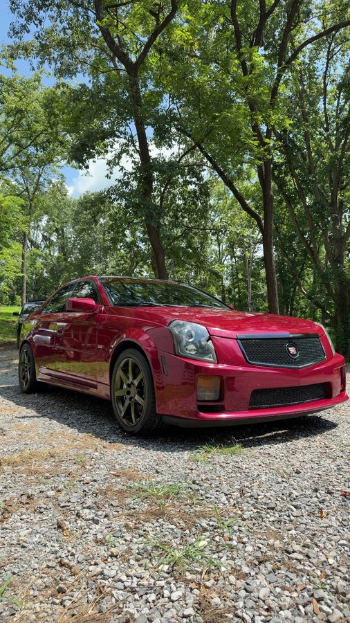 Red Cadillac CTS-V after an exterior detail