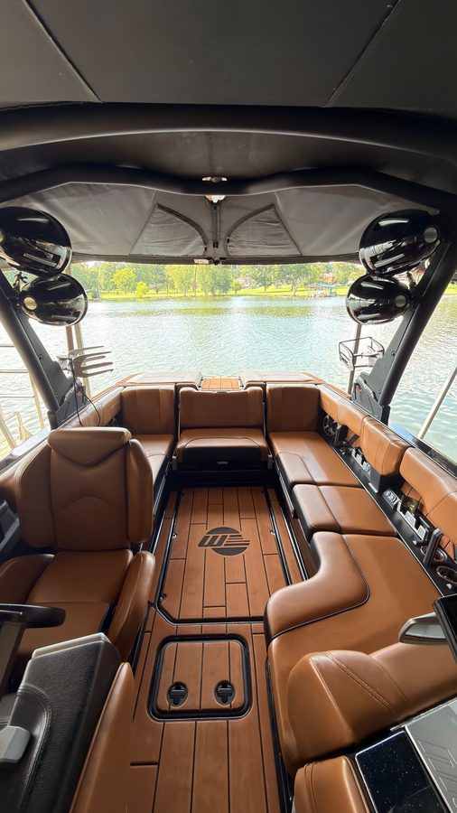 Malibu MXZ wakeboat cockpit after interior detailing on Old Hickory Lake