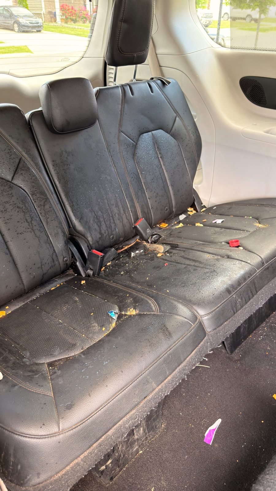 Chrysler Pacifica rear seats extremely dirty before interior detail
